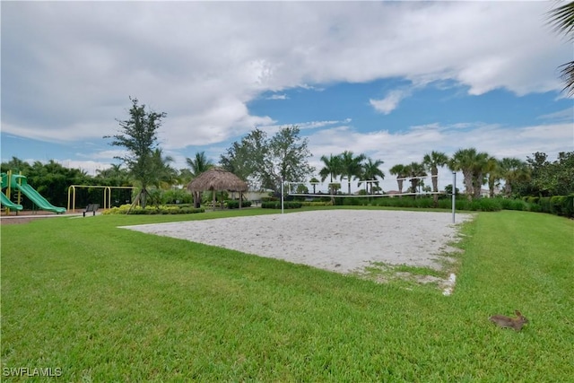 2042 Tamarron Ln, Naples, FL 34120 - view of home's community with a gazebo, volleyball court, and a yard