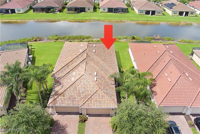2042 Tamarron Ln, Naples, FL 34120 - aerial perspective of suburban area featuring a nearby body of water
