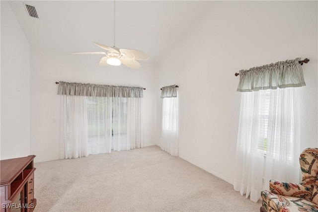 13671 Willow Bridge Dr, North Fort Myers, FL 33903 - spare room featuring healthy amount of natural light, carpet floors, ceiling fan, and lofted ceiling