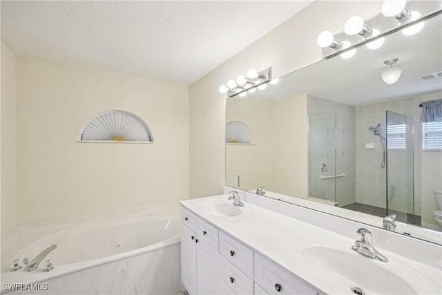 13671 Willow Bridge Dr, North Fort Myers, FL 33903 - bathroom with a shower stall, a bath, and double vanity