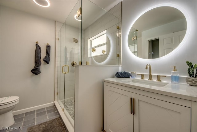 917 SW 23rd St, Cape Coral, FL 33991 - bathroom featuring vanity, a stall shower, and tile patterned flooring