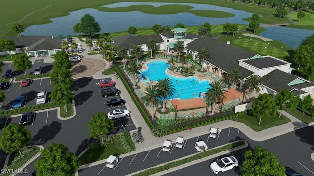9051 Leatherwood Loop, Lehigh Acres, FL 33936 - bird's eye view of a large body of water and a golf club