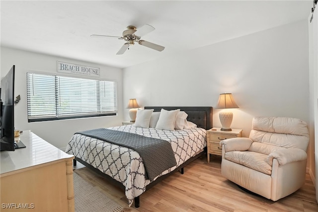 4265 Bay Beach Ln Unit 226, Fort Myers Beach, FL 33931 - bedroom featuring light wood-style flooring and a ceiling fan