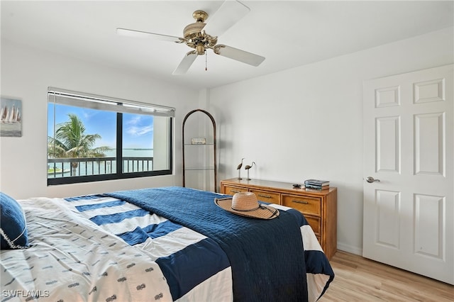 4265 Bay Beach Ln Unit 226, Fort Myers Beach, FL 33931 - bedroom featuring light wood-type flooring and ceiling fan