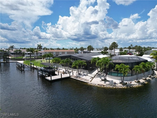 17921 Stevens Blvd, Fort Myers Beach, FL 33931 - dock with a water view and glass enclosure
