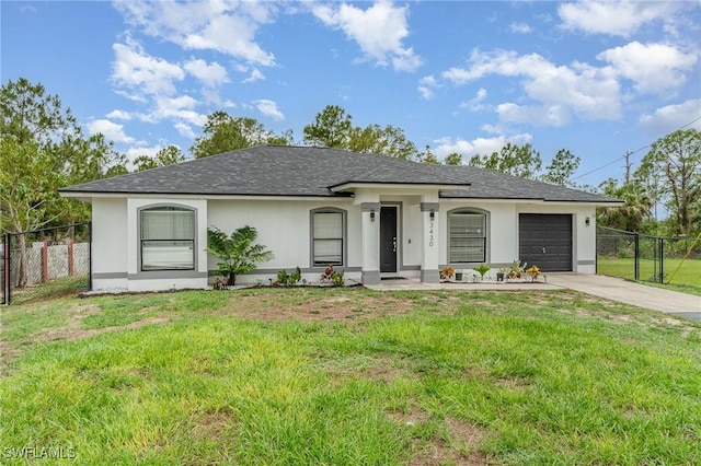 3430 35th Ave NE, Naples, FL 34120 - view of front of house featuring stucco siding, concrete driveway, a garage, and a shingled roof