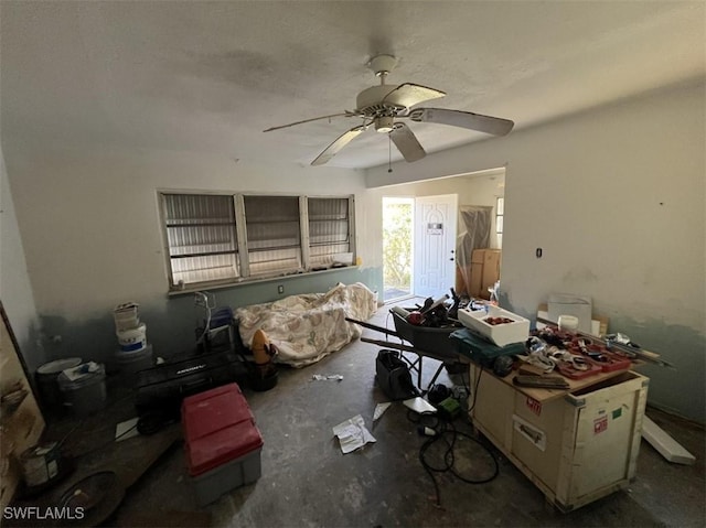 1262 Joerin Ave, North Fort Myers, FL 33903 - office area featuring concrete flooring and a ceiling fan