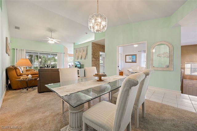 15041 Lakeside View Dr Unit 2104, Fort Myers, FL 33919 - dining space featuring healthy amount of natural light, light tile patterned floors, light colored carpet, and a chandelier