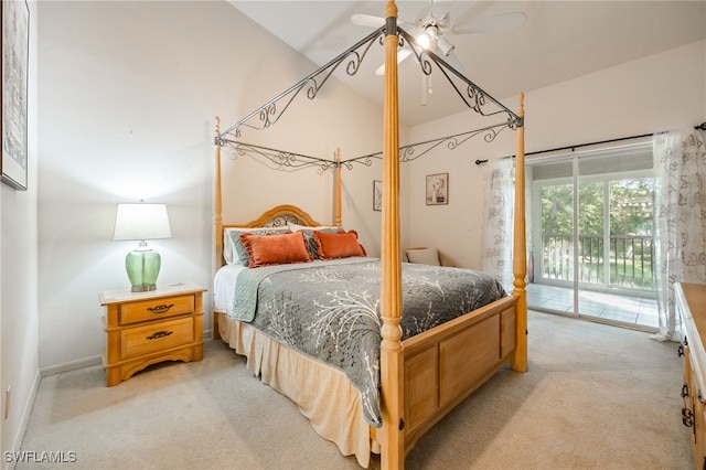 15041 Lakeside View Dr Unit 2104, Fort Myers, FL 33919 - bedroom with light carpet, access to outside, and a ceiling fan