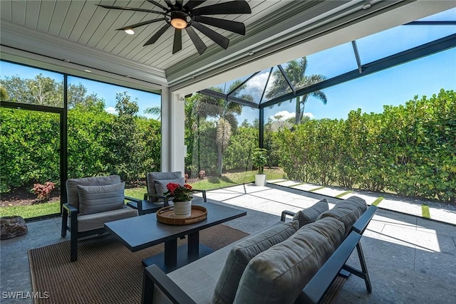 234 Legacy Ct, Naples, FL 34110 - sunroom featuring an outdoor hangout area and ceiling fan