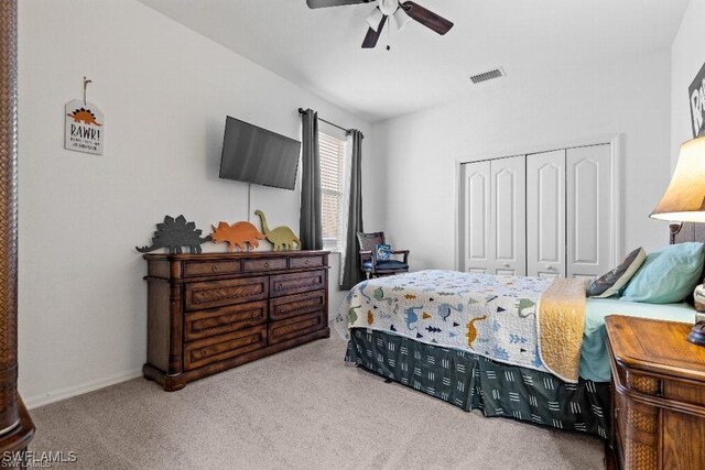 12455 Muddy Creek Ln, Fort Myers, FL 33913 - carpeted bedroom with a closet and ceiling fan