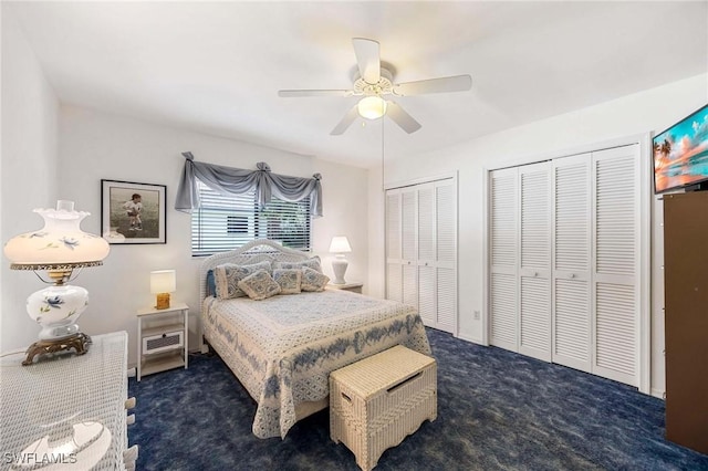 116 Sharwood Dr, Naples, FL 34110 - bedroom featuring two closets, carpet flooring, and ceiling fan