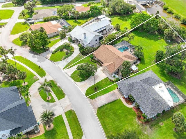116 Sharwood Dr, Naples, FL 34110 - aerial perspective of suburban area featuring property parcel outlined