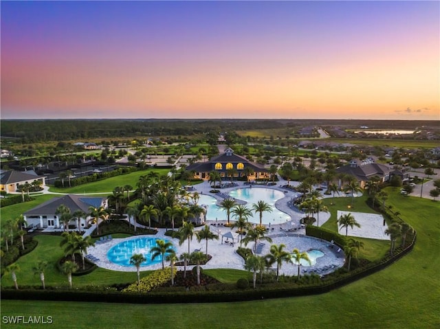 19368 Elston Way, Estero, FL 33928 - aerial view at dusk of view of pool and a residential view