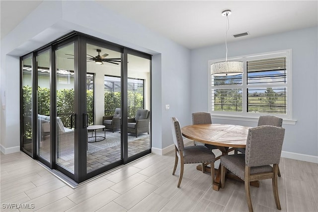 19387 Elston Way, Estero, FL 33928 - dining area featuring plenty of natural light, light wood-style flooring, and ceiling fan