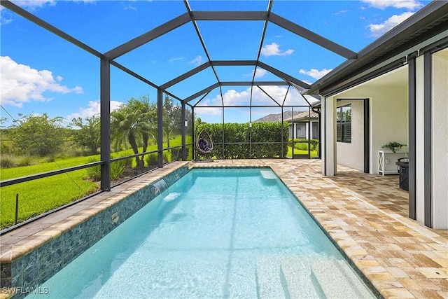 19387 Elston Way, Estero, FL 33928 - swimming pool with a patio area, a yard, and a lanai