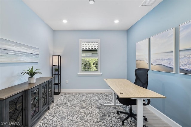 19387 Elston Way, Estero, FL 33928 - office area featuring light wood finished floors and recessed lighting