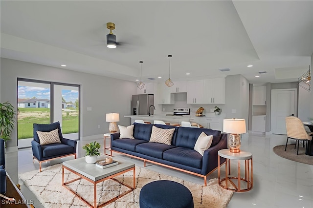3709 6th St SW, Lehigh Acres, FL 33976 - living area with ceiling fan and recessed lighting