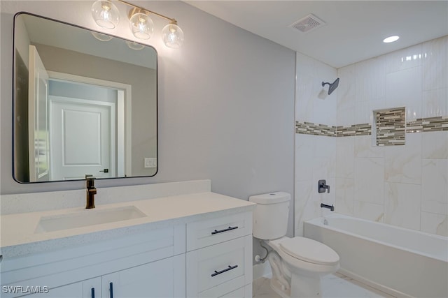 3709 6th St SW, Lehigh Acres, FL 33976 - bathroom with vanity, shower / washtub combination, and recessed lighting