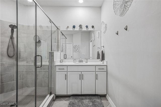 43301 Water Bird Way Unit 5221, Punta Gorda, FL 33982 - full bathroom featuring tile patterned floors, vanity, a stall shower, and recessed lighting
