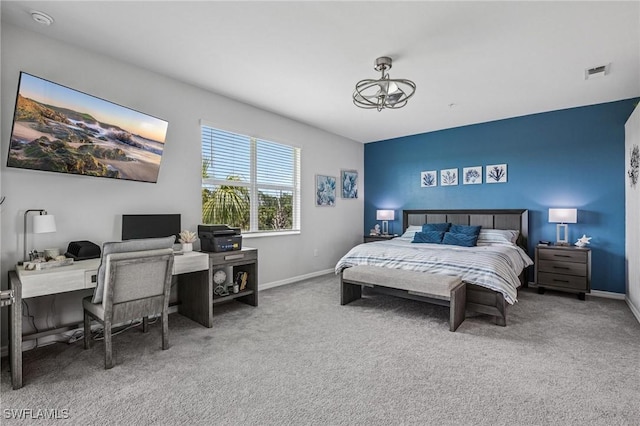 43301 Water Bird Way Unit 5221, Punta Gorda, FL 33982 - bedroom featuring carpet flooring, a desk, and a chandelier