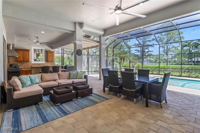 4323 Silver Fox Dr, Naples, FL 34119 - sunroom with a ceiling fan, an outdoor living space, and outdoor dining space