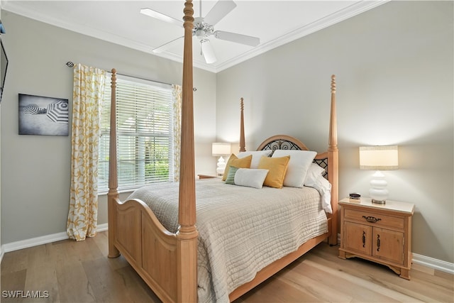 28283 Koi Way, Bonita Springs, FL 34135 - bedroom featuring light wood-type flooring, crown molding, and ceiling fan