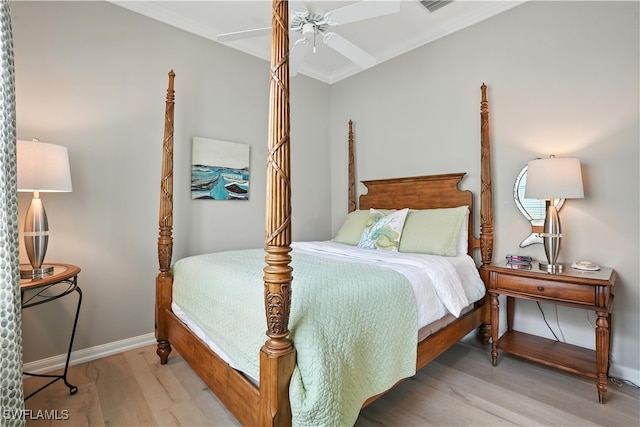 28283 Koi Way, Bonita Springs, FL 34135 - bedroom featuring wood finished floors, ornamental molding, and a ceiling fan
