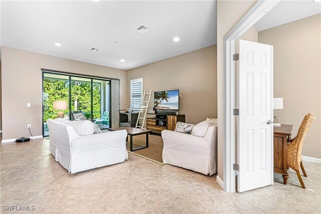 9078 Triangle Palm Ln, Fort Myers, FL 33913 - living area featuring recessed lighting and light tile patterned floors