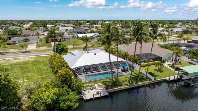 606 Mohawk Pkwy, Cape Coral, FL 33914 - aerial view of residential area featuring a nearby body of water and a pool area