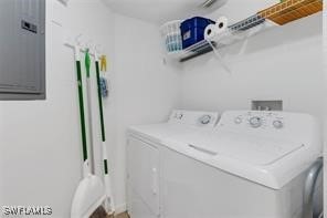 4105 Residence Dr Unit 722, Fort Myers, FL 33901 - laundry area featuring washer and dryer and electric panel