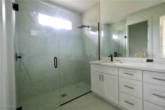 2713 8th St W, Lehigh Acres, FL 33971 - full bathroom featuring double vanity and a stall shower