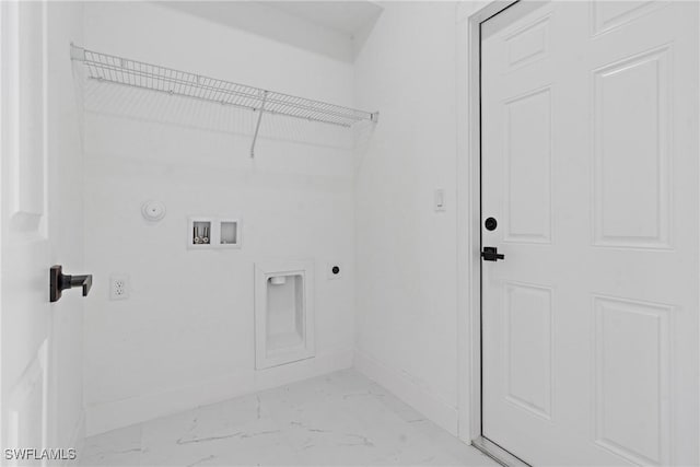 3113 58th St W, Lehigh Acres, FL 33971 - washroom with light marble finish floors, electric dryer hookup, hookup for a washing machine, and hookup for a gas dryer