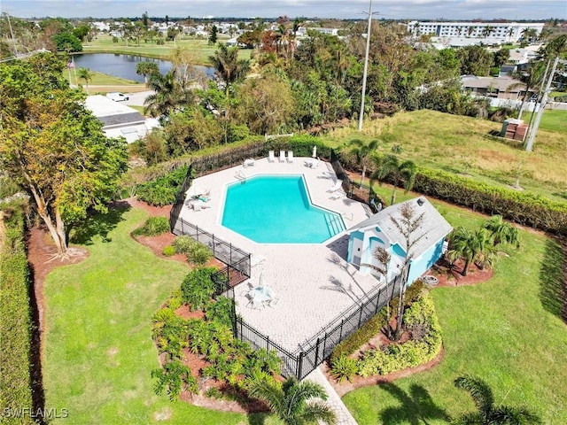 14891 Lake Olive Dr, Fort Myers, FL 33919 - drone / aerial view of a large body of water and a pool area