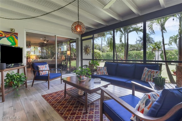1015 El Valle Ave, Fort Myers, FL 33919 - sunroom / solarium featuring an outdoor living space, beam ceiling, and plenty of natural light