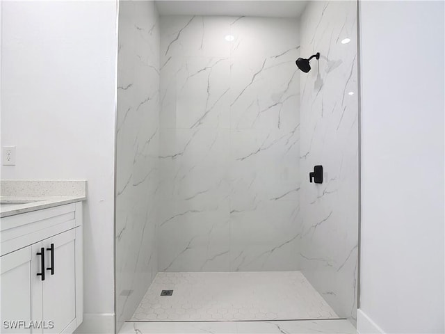 5001 Bywood St, Lehigh Acres, FL 33971 - bathroom with vanity and a marble finish shower