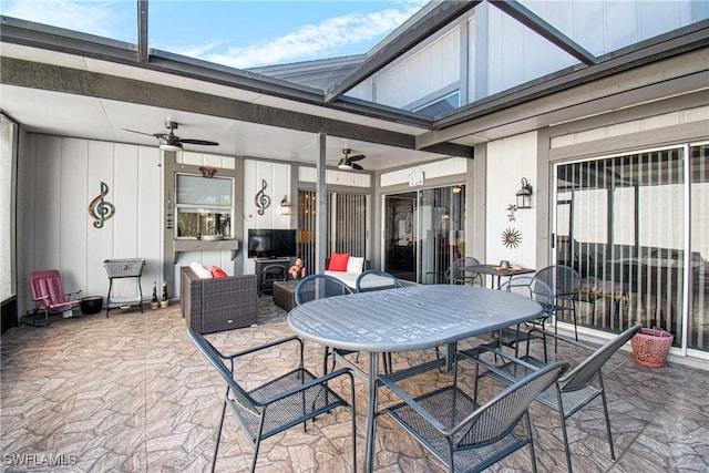 9761 Maplecrest Cir, Lehigh Acres, FL 33936 - view of patio with ceiling fan and outdoor dining space