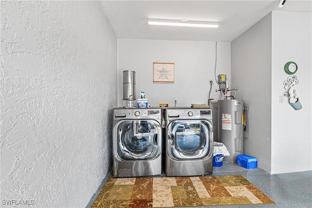 9817 Maplecrest Cir, Lehigh Acres, FL 33936 - washroom with water heater and washer and clothes dryer