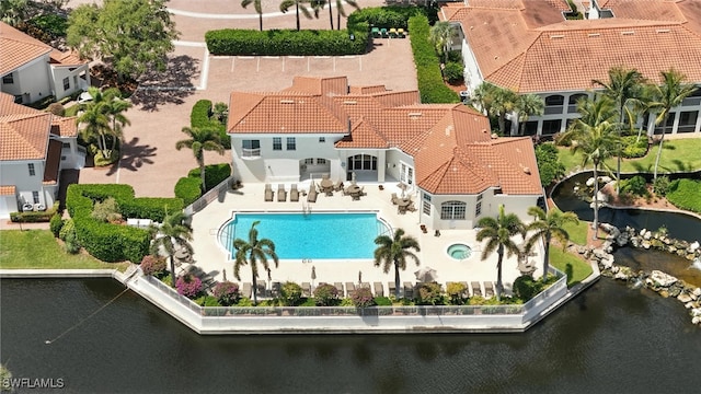 700 L Ambiance Cir Unit 202, Naples, FL 34108 - aerial view of property and surrounding area with a pool area and a nearby body of water