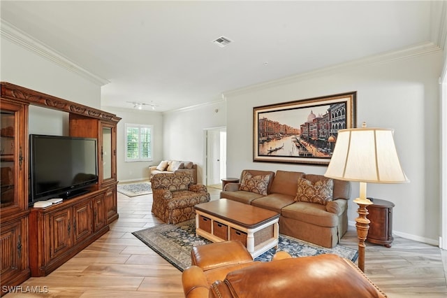 700 L Ambiance Cir Unit 202, Naples, FL 34108 - living area featuring ornamental molding and light wood-type flooring