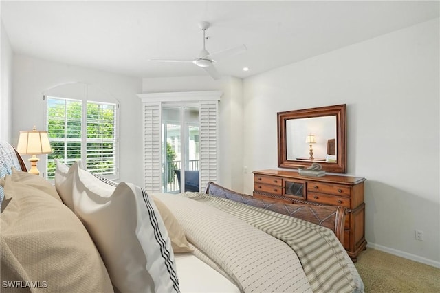 700 L Ambiance Cir Unit 202, Naples, FL 34108 - bedroom featuring access to outside, carpet flooring, and ceiling fan
