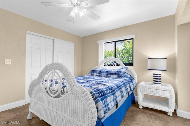 27780 Matheson Ave, Bonita Springs, FL 34135 - bedroom with a closet, ceiling fan, and tile patterned floors