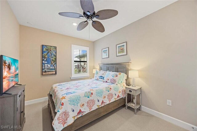 7773 Jacaranda Ln, Naples, FL 34114 - carpeted bedroom featuring a ceiling fan and recessed lighting