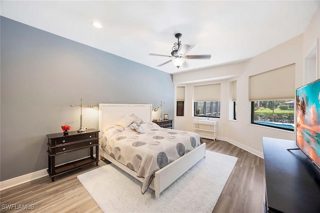 3820 Ruby Way, Naples, FL 34114 - bedroom featuring wood finished floors, ceiling fan, and recessed lighting