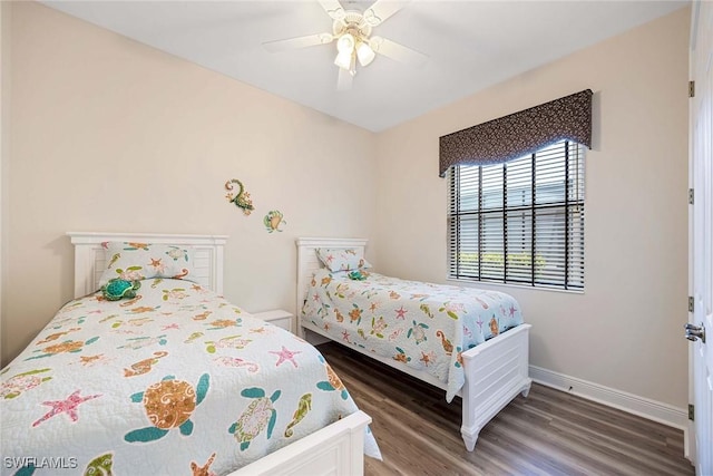 3820 Ruby Way, Naples, FL 34114 - bedroom featuring wood finished floors and ceiling fan