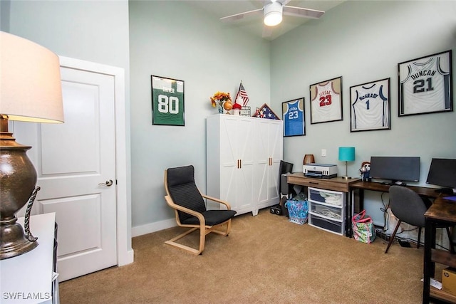 8849 Somerset Blvd, Fort Myers, FL 33919 - home office with carpet flooring and a ceiling fan