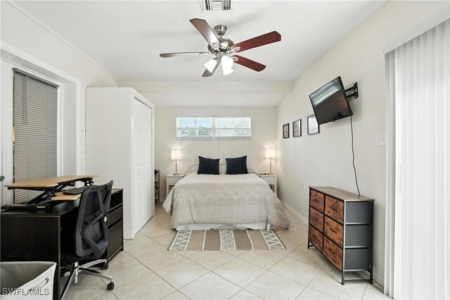 1423 Charles Rd, Fort Myers, FL 33919 - bedroom featuring light tile patterned floors and ceiling fan