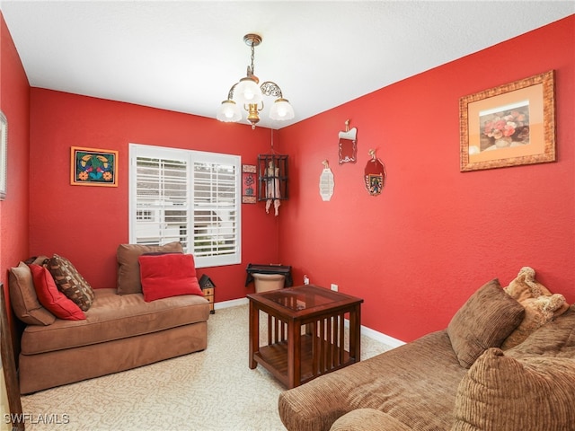 1170 Partridge Ln Unit 202, Naples, FL 34104 - living area with carpet floors and a chandelier