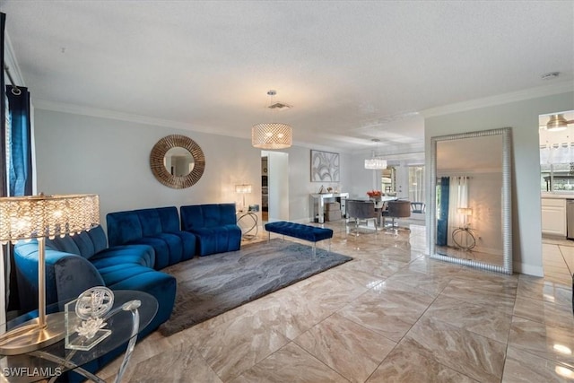 17236 Lee Rd, Fort Myers, FL 33967 - living area with crown molding and marble finish floors