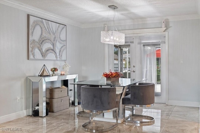 17236 Lee Rd, Fort Myers, FL 33967 - dining space featuring marble tiled flooring and crown molding